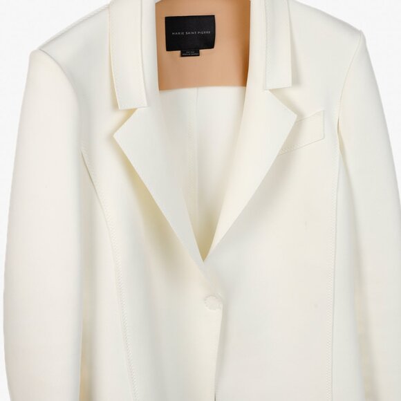 Marie Saint Pierre White Scuba Neoprene Blazer Jacket - Picture 3 of 7
